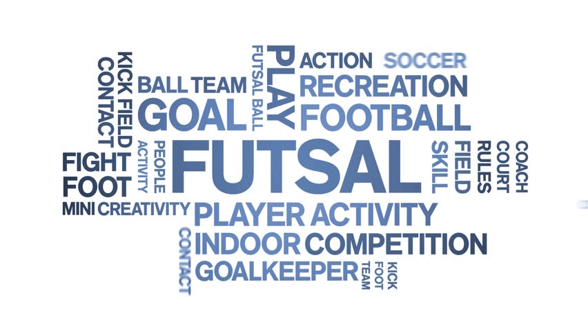 Futsal animated word cloud,text design animation tag kinetic typography seamless loop.  | Shutterstock HD Video #1111437019