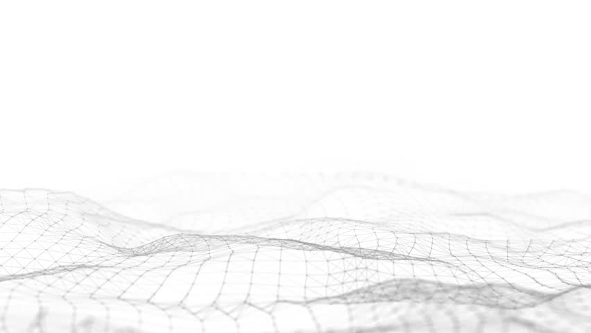 Abstract technology wave of particles. Big data visualization. Light background with motion dots and lines. Artificial intelligence. 3d rendering.