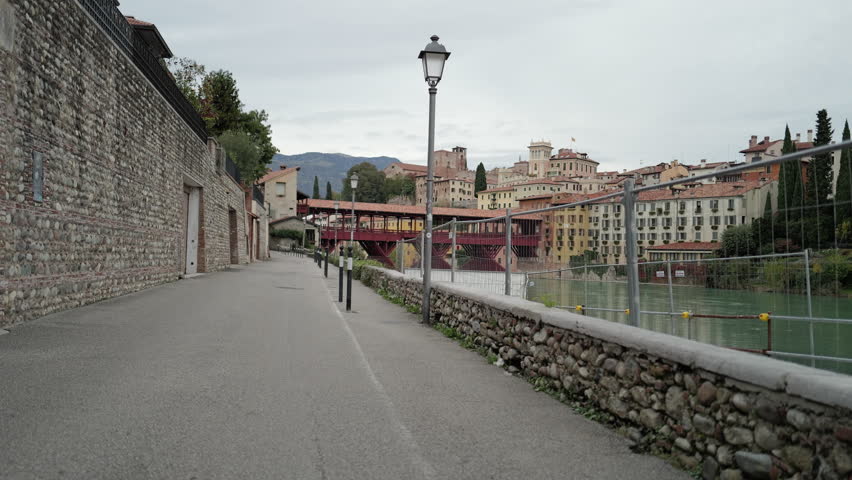 Bassano del Grappa, Italy - Ponte degli Alpini and views of the Brenta river