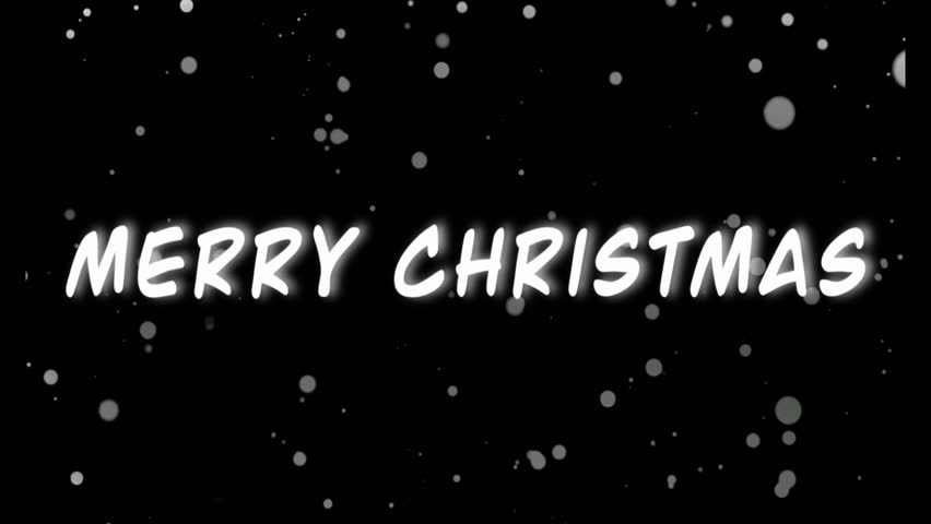 Merry Christmas animation with white text, black background and falling snowflakes Royalty-Free Stock Footage #1111445457