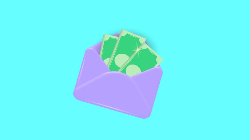 An open envelope with cash. Gift, accumulation, donation. Animation, a place to copy. | Shutterstock HD Video #1111445587
