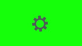 Gear animation on green background, endless loop animation.