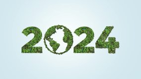 Happy New Year 2024 green recycling and save our planet and earth environment. World water day 2024. Earth day 2024 concept.