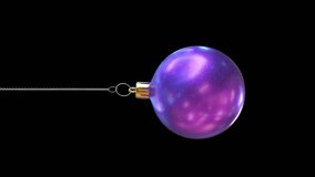 Deep Purple Christmas Tree Ornament is Falling and Dangling on Silver Chain. Vertical 4K Animation on Transparent Background. - Powered by Shutterstock - Get 15% off with code: PIKWIZARD15
