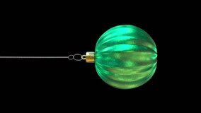 Bright Green Christmas Tree Ornament is Falling and Dangling on Silver Chain. Vertical 4K Animation on Transparent Background. - Powered by Shutterstock - Get 15% off with code: PIKWIZARD15