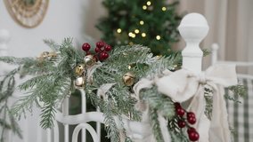 Frosty garland with red berries and golden bells - Powered by Shutterstock - Get 15% off with code: PIKWIZARD15