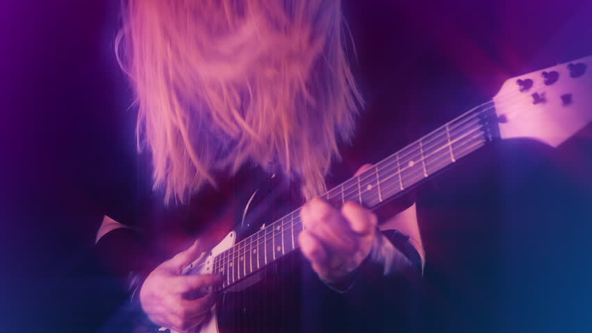 Hair Metal Guitarist Retro 1980s Effect