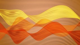 4k 3D animation neon lights of rows and rows of colorful popping orange yellow waves rippling. Colorful wave gradient animation.. Future geometric patterns motion background. 3d rendering 4k