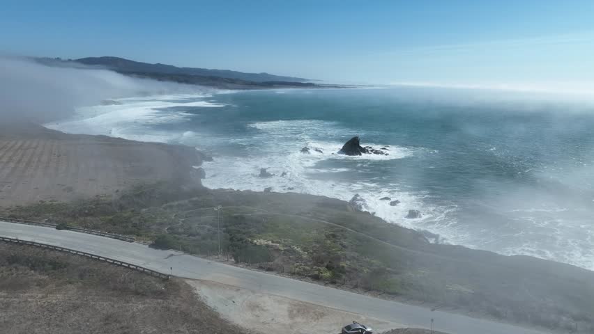 Beach Scene At Pescadero In California United States. Nature Travel Background. Clouds Landscape. Beach Scene At Pescadero In California United States.
