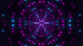 Blue pink circular tunnel graphic abstract modern bright color kaleidoscope floodlight lights flashing wall modern art design element rotor intro amazing computer graphics neon lines dots 4k  - Powered by Shutterstock - Get 15% off with code: PIKWIZARD15