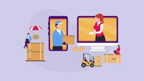 Distribution - delivery app on a smartphone 2d animation cartoon - Powered by Shutterstock - Get 15% off with code: PIKWIZARD15