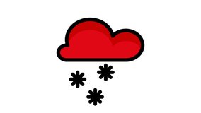 Animated Red Snow Cloud Icon: 4K Ultra HD Motion Graphic Video on White Background. Snowing Sign - Powered by Shutterstock - Get 15% off with code: PIKWIZARD15