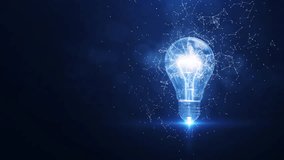 Electric light bulb bright polygonal connections on a dark blue background. Technology concept innovation artificial intelligence brainstorming business success. - Powered by Shutterstock - Get 15% off with code: PIKWIZARD15