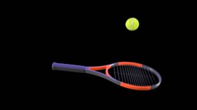 3D Rendered Transition Of Red-Black Tennis Racket Tossing Green Tennis Ball And Serving Toward The Camera In Transparent Background. - Powered by Shutterstock - Get 15% off with code: PIKWIZARD15