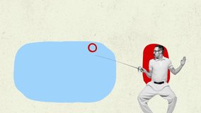 Contemporary art collage. Two stylish men, friends fighting with swords. Retro fencers over light vintage background. Concept of imagination, retro style, mood, creativity, fun, sport. Copy space. - Powered by Shutterstock - Get 15% off with code: PIKWIZARD15
