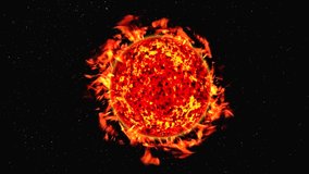 Pulsating sun on a black starry background. The flaming planet of a red star rotates around its axis. Animated video in 4K resolution. - Powered by Shutterstock - Get 15% off with code: PIKWIZARD15