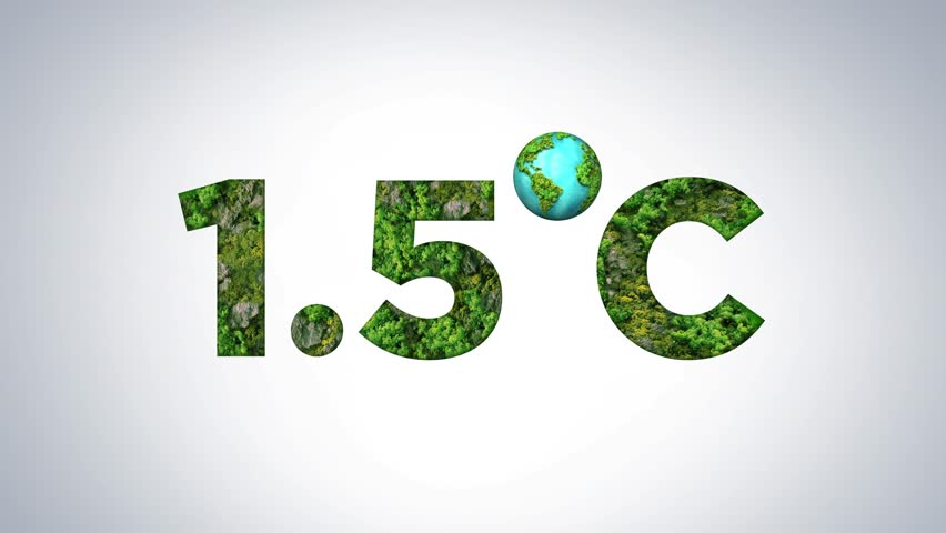 Symbol for limiting global warming.  Limit global warming "2°C" to "1.5°C". 3D Green 1.5°C symbol concept.