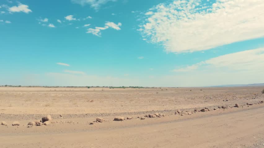 San Pedro de Atacama Desert in Chile. View Of The Desert Landscape in Chile inside of a car.