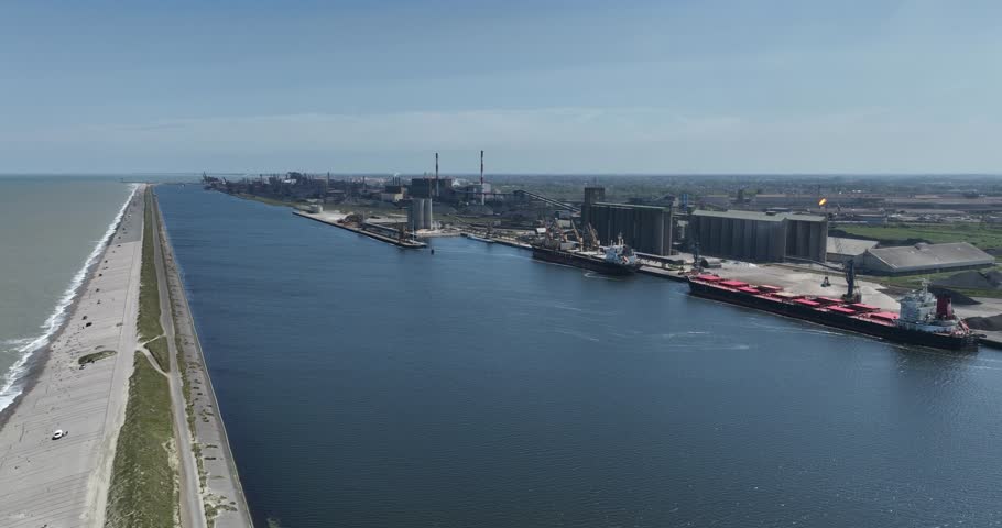 Groot Sinten, Dunkirk, France, blast furnace and steel works factory. | Shutterstock HD Video #1111497101