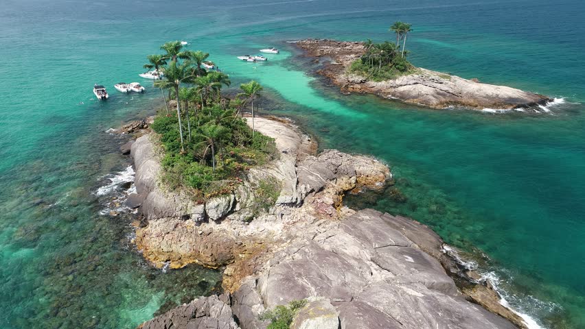 Aerial view of Botinas Islands, in the bay of Ilha Grande - Angra dos Reis, Rio de Janeiro, Brazil