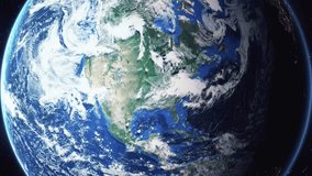 Earth zoom in from space and focus on Staßfurt, Germany. 3D Animation. Video footage. Background for travel intro.
