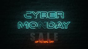 Cyber Monday, Sale, Neon Sign. Up to 50 Percent Off. - Powered by Shutterstock - Get 15% off with code: PIKWIZARD15