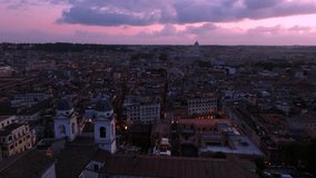 Rome - Piazza di Spagna (Spanish Steps) - Drone Descent Sunset 4k 30p