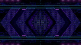 Clip of racing neon arrows and detailed hi-tech elements in seamless VJ loop. Perfect for visualization of audio beats in music videos, stage performance walls