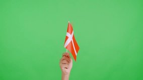 Hand waving a pennant of a danish national flag