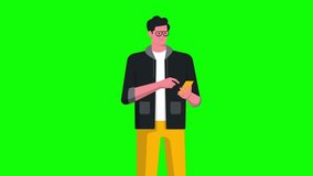 Young Boy Looking on Smartphones and Chatting. 4K Green Screen Animation.  - Powered by Shutterstock - Get 15% off with code: PIKWIZARD15