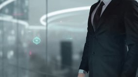 Augmented reality- businessman working with virtual reality at office. - Powered by Shutterstock - Get 15% off with code: PIKWIZARD15