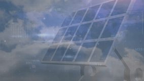 Animation of financial data processing over solar panel. Global environment, business, connections, computing and data processing concept digitally generated video. - Powered by Shutterstock - Get 15% off with code: PIKWIZARD15