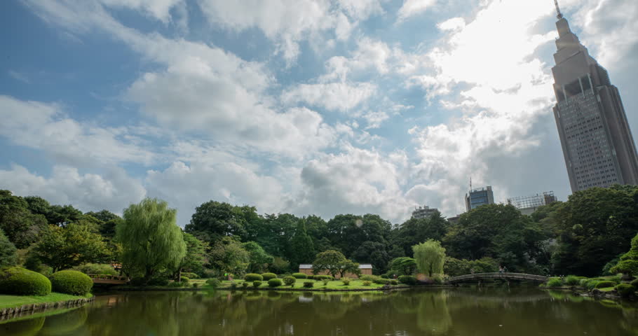 Shinjuku Park Timelapse Pan Clouds