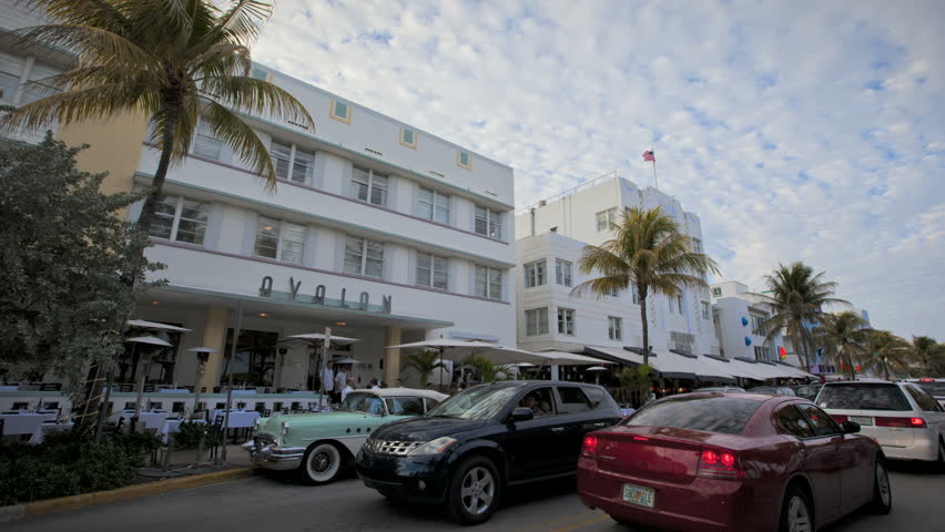 MIAMI BEACH, FLORIDA - FEBRUARY 14: in this time-lapse view cars travel on Ocean