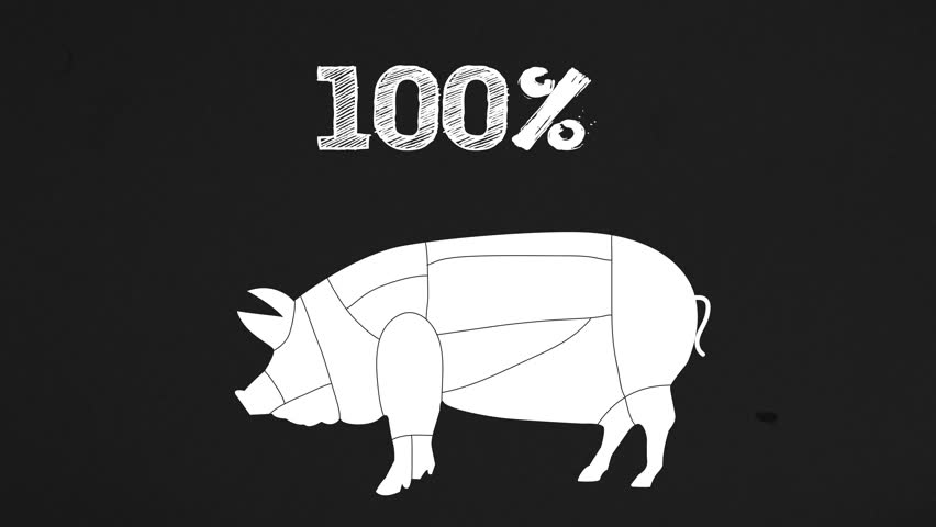 Pig butchery shop label, pork bbq logo. Meat icon, hog bacon from butcher market logotype, silhouette for farm food menu, cut of ham, products premium quality emblem. | Shutterstock HD Video #1111534571