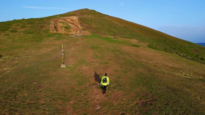 Drone view from the path from Beklemeto to Kozya Stena, Troyan Balkan, Bulgaria