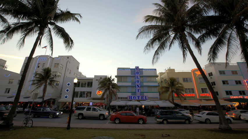 MIAMI BEACH, FLORIDA - FEBRUARY 14: in this time-lapse view cars travel on Ocean