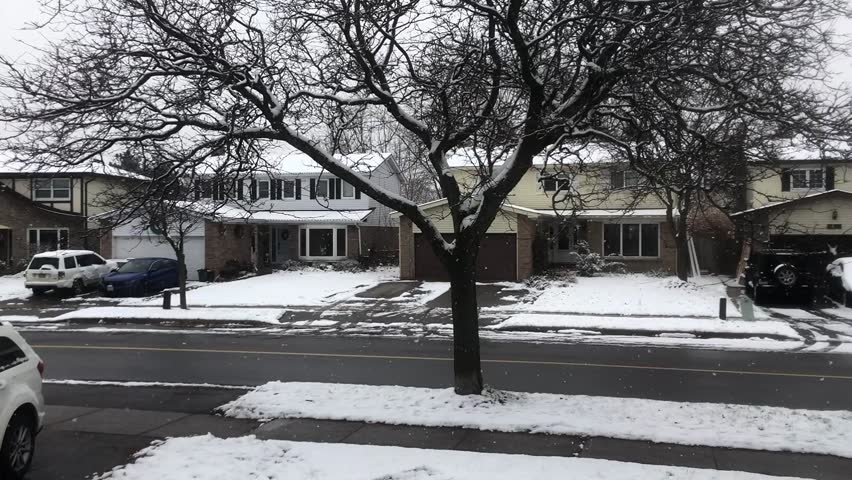 Winter snowing in Burlington street, Ontario, Canada
