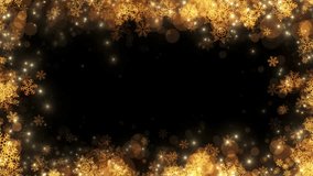 Elegant Christmas background of looped animated golden snowflakes frame isolated on black background and copy space - Powered by Shutterstock - Get 15% off with code: PIKWIZARD15