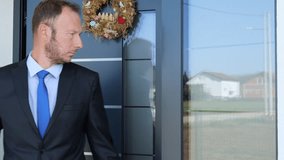 Family man using keypad to lock home door, smart key safety future concept - Powered by Shutterstock - Get 15% off with code: PIKWIZARD15