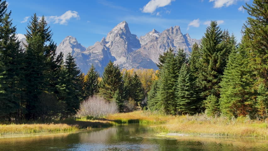 Schwabacher Landing Mirror Lake Grand Teton reflection National Park HDR Jackson Hole Wyoming Willow Elk Ranch Flats Photographer dream beautiful blue sky clouds cinematic opener still tripod movement