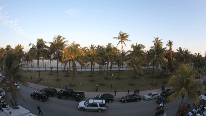MIAMI BEACH, FLORIDA - FEBRUARY 13: in this time-lapse view cars travel on Ocean