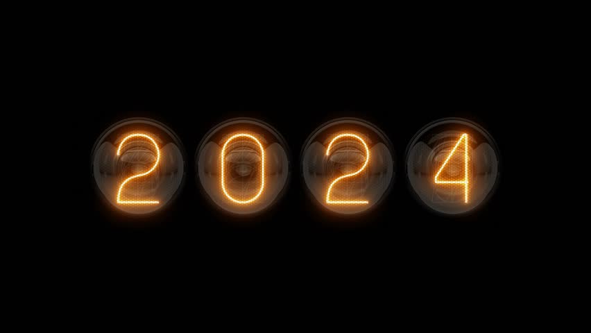 2024 opener. 0 to 2024 count up. 2024 counter. Nixie tube indicator countdown. Gas discharge indicators and lamps. 3D. 3D Rendering  | Shutterstock HD Video #1111546163