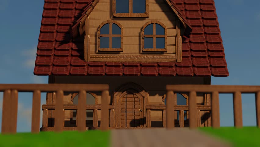 Sunset Bliss in Wooden house: 3D Animation Scene and 3D Rendering