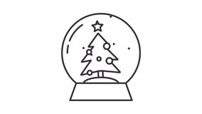 Animated snow dome icon. Christmas gift line animation. Festive decoration. Winter holiday spirit. Black illustration on white background. HD video with alpha channel. Motion graphic - Powered by Shutterstock - Get 15% off with code: PIKWIZARD15