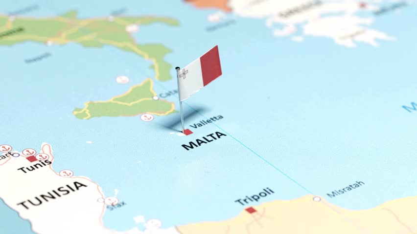 Malta map with National Flag Royalty-Free Stock Footage #1111560871
