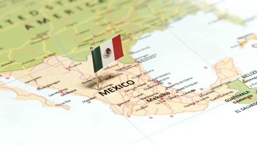 Mexico map with National Flag Royalty-Free Stock Footage #1111560889