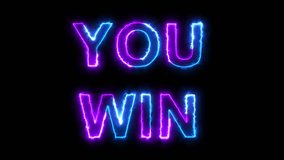 Animation of you win text over neon light trails on black background. Global video game, computing and data processing concept digitally generated video. 4K. - Powered by Shutterstock - Get 15% off with code: PIKWIZARD15