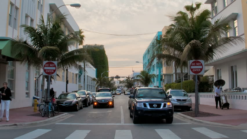 MIAMI BEACH, FLORIDA - FEBRUARY 16: in this time-lapse view cars travel on Ocean