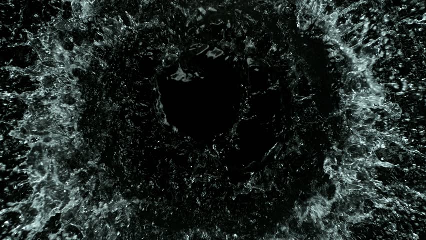 Super Slow Motion Closeup Shot of Round Water Splash on Black Background at 1000fps. | Shutterstock HD Video #1111575363